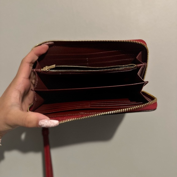 Coach Red/Brown/Gold Wallet in Signature Canvas - Picture 4 of 8